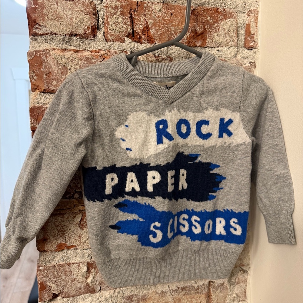 Hatley Gray Kids Sweater with Rock Paper Scissors Design